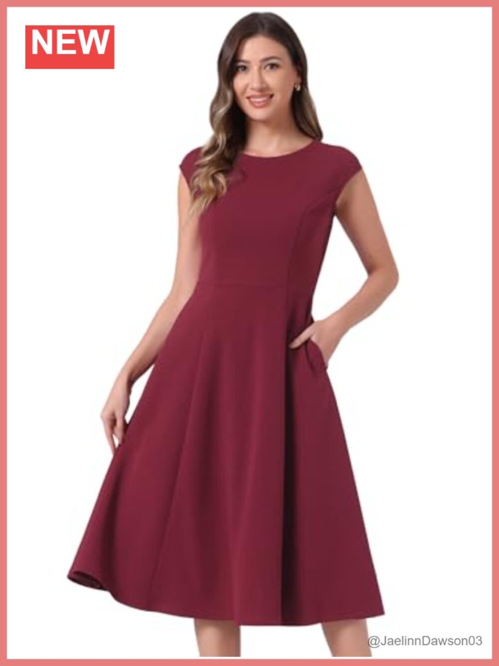 Cap Sleeve A-Line Work Dress with Pockets
